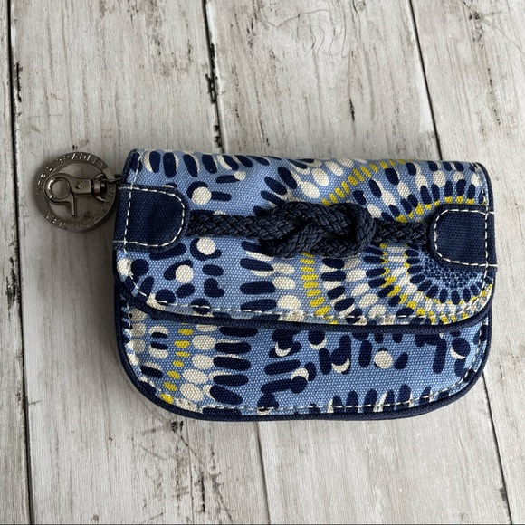 PREOWNED VERA BRADLEY BLUE YELLOW WRISTLET KEY CHAIN KNOT ACCENT - Picture 1 of 5